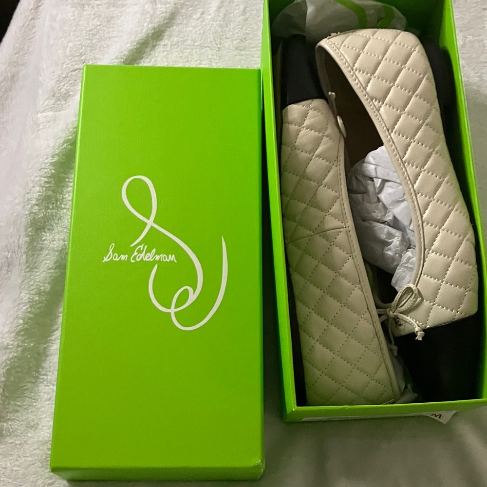 Sam Edelman Ivory Quilted Flats
